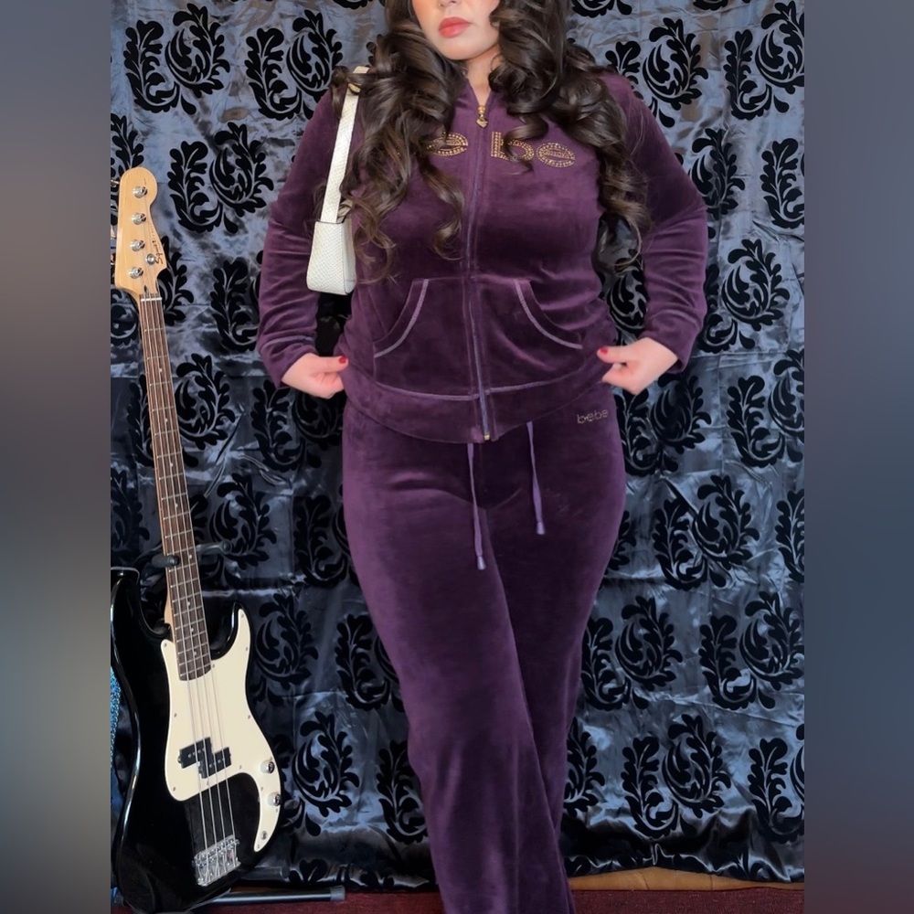 Bebe Deep Purple Velour Tracksuit Woman’s M
